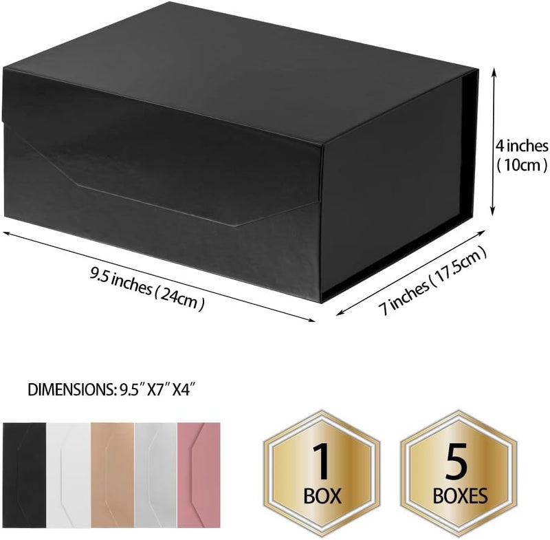 PACKGILO 1Pcs Black 9.5x7x4 Inch Gift Box, Small Magnetic Box with Lid Black Small Gift Boxes for Groomsman proposal Foldable Magnetic Closure Storage Boxes - Image 3